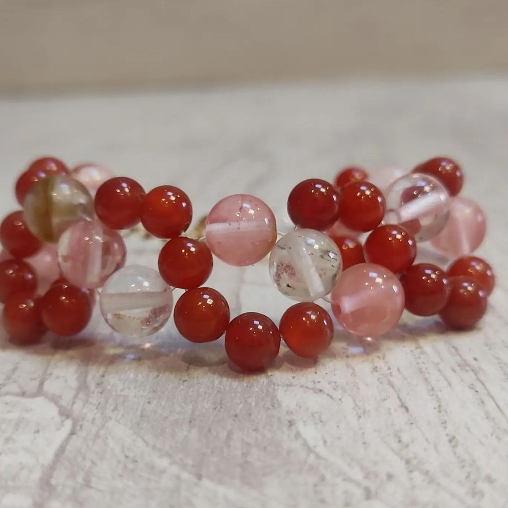 دستبند سنگ کوارتز و عقیق 