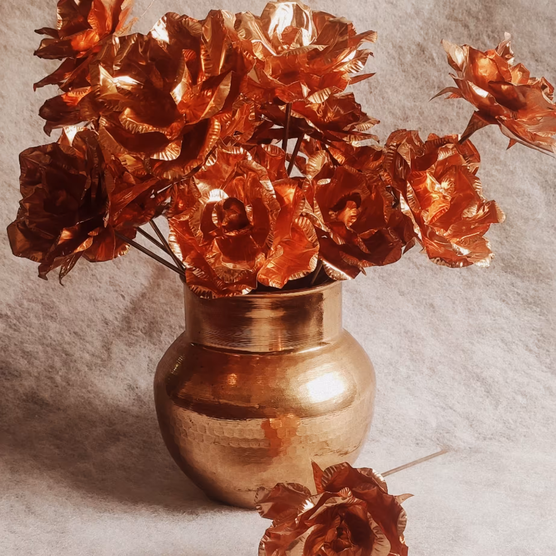 گل رز مسی دست ساز سایز بزرگ