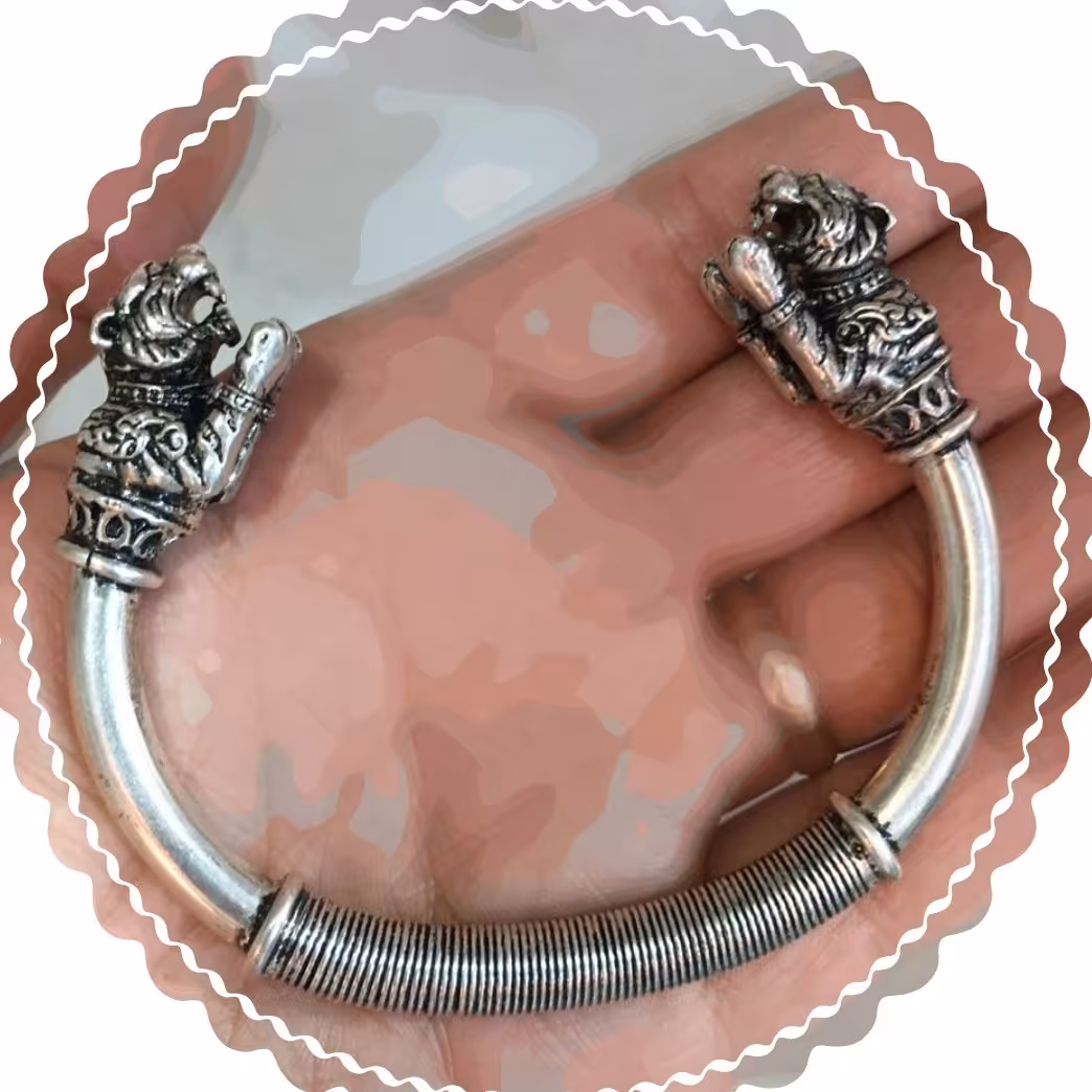 دستبند نقره کله شیری شماره 1 (خلخال نقره)