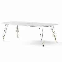 میز ناهارخوری 6 نفره سان هوم  رویه سرامیکی پایه آبکاری شده مدل W1205L