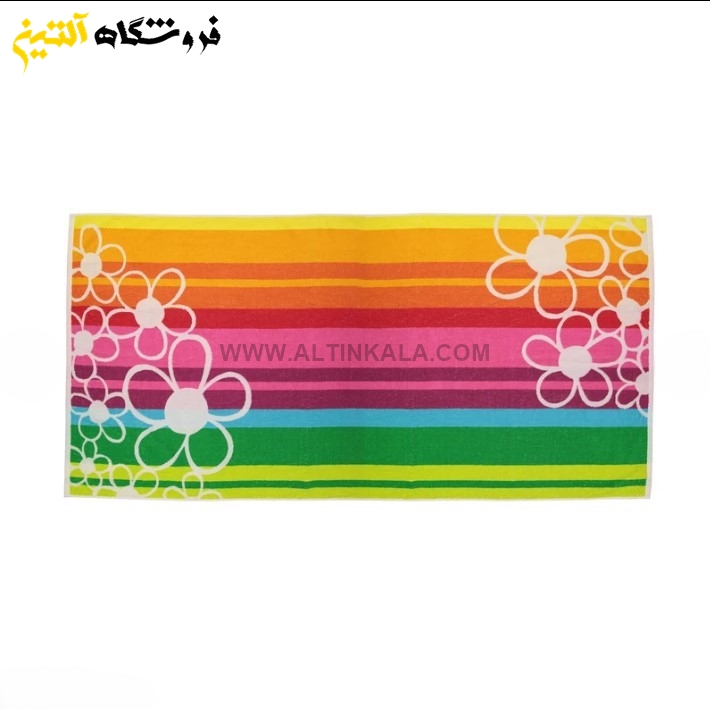 حوله استخری برق لامع طرح نسترن رنگی سایز 70×140