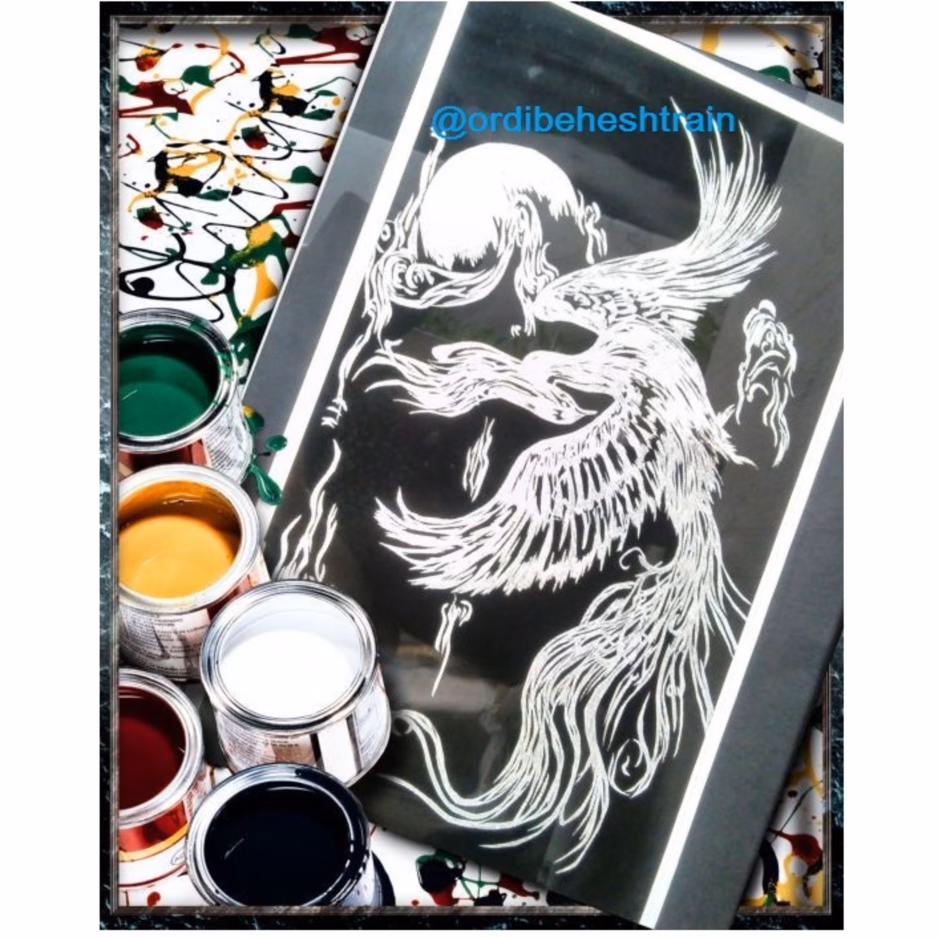 تابلو اسکراچ برد طرح سیمرغ در ابعاد 30 در 40سانتی متر (A3)