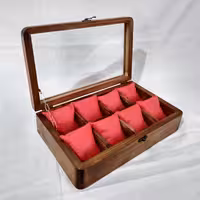 جعبه چوبی ساعت درب شیشه ای با بالشتک