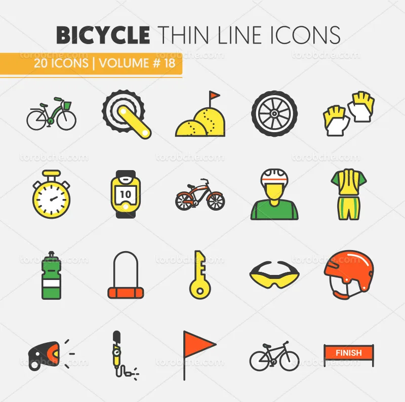وکتور ست آیکون دوچرخه | گرافیک با طعم تربچه