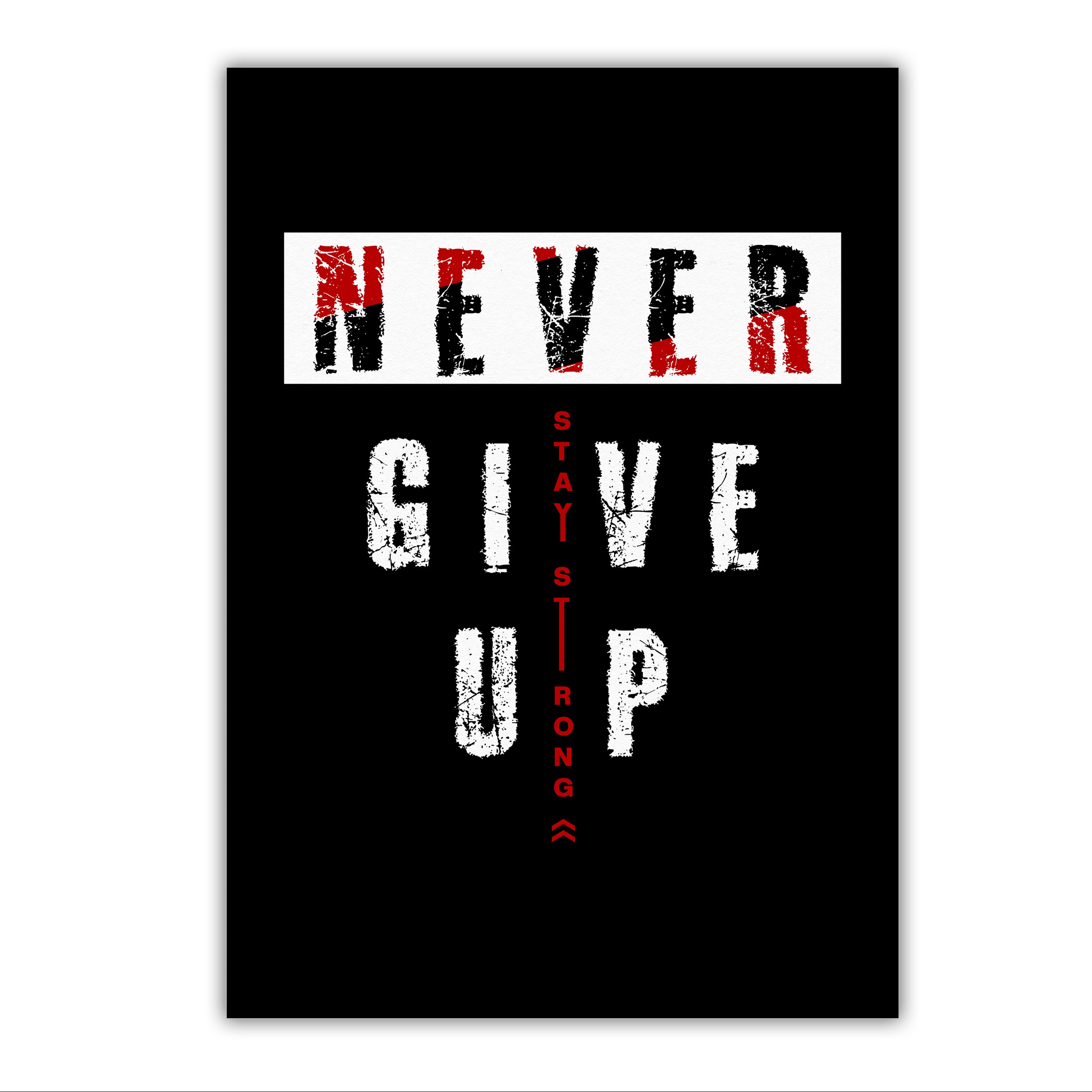 تابلو شاسی مدل جمله انگیزشی Never Give Up سایز 20 در 28 کد 10