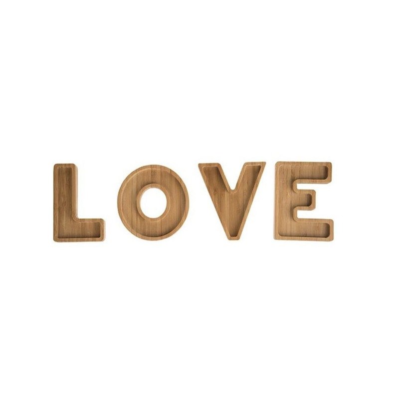 ظرف اردو خوری چوبی بامبو 4 تکه طرح Love کد Gw50901023