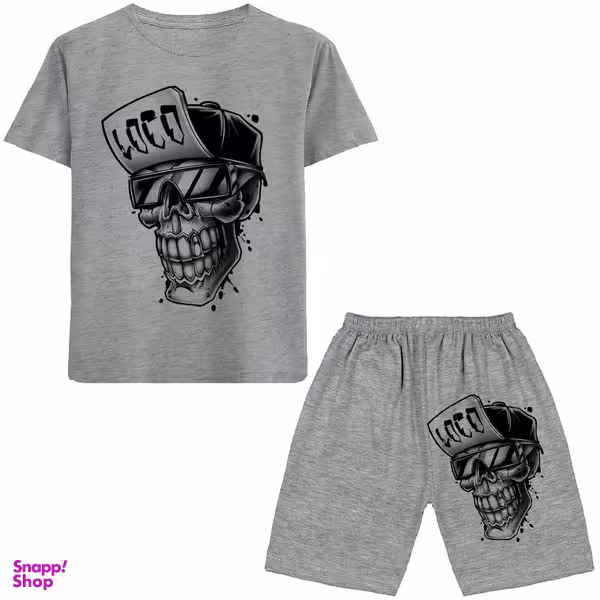 ست تیشرت و شلوارک پسرانه مدل اسکلت عینکی کد A23