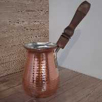 قهوه جوش مسی دسته چوبی طرح چکشی 3 کاپ