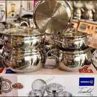 سرویس قابلمه استیل 9 پارچه برند کرکماز  ساخت کشور ترکیه مدل خمره ای براق