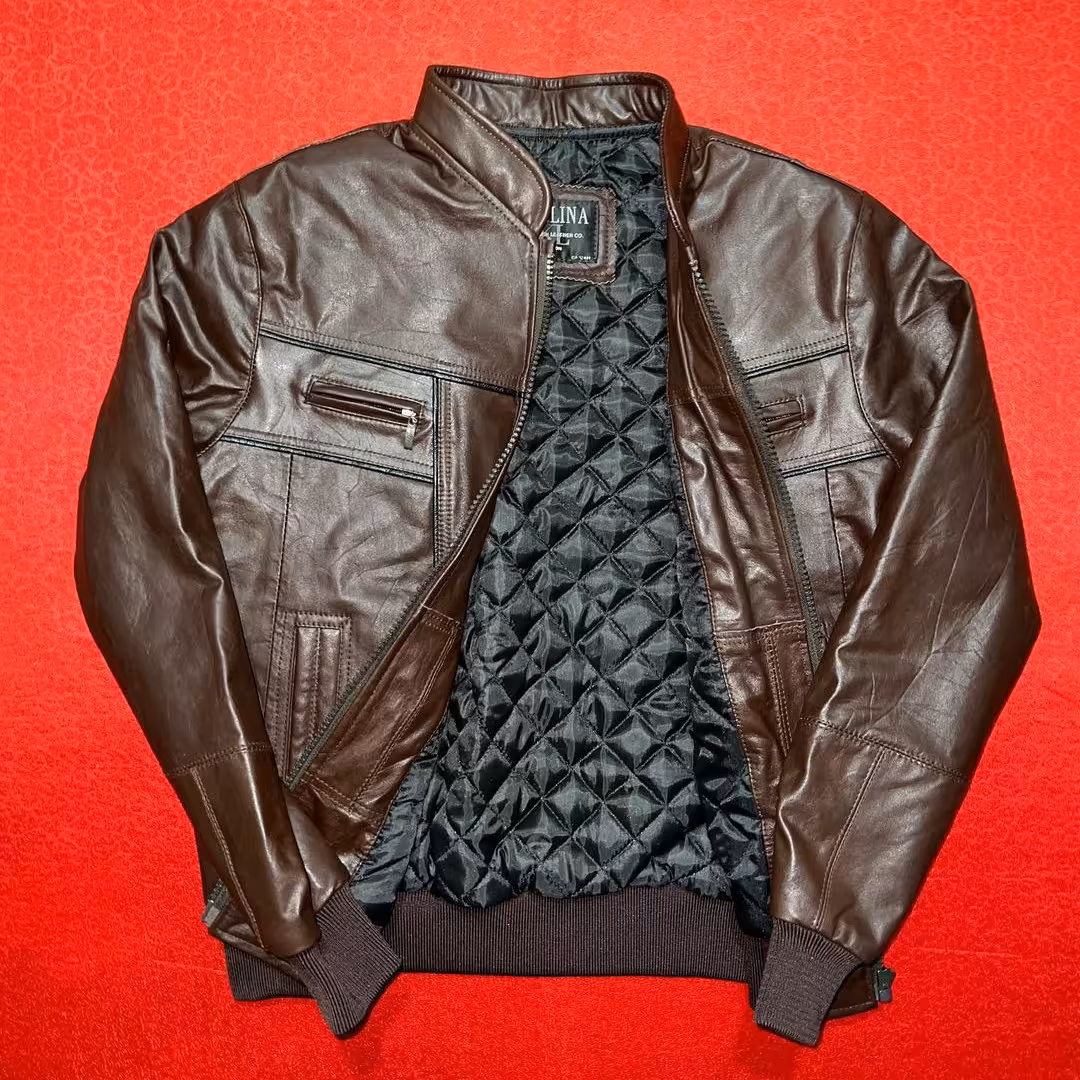 کاپشن خلبانی چرم دباغی شده گاوی کاندایی