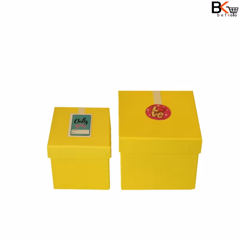 باکس کادویی مکعب مربع 2 تکه زرد کد 7