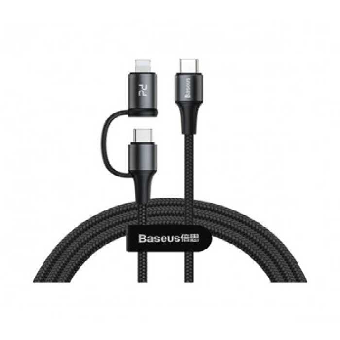 کابل Type-C به Type-C / Lightning دو کاره فست شارژ باسئوس مدل Twins 2 in 1 CATLYW-H01 طول 1 متر