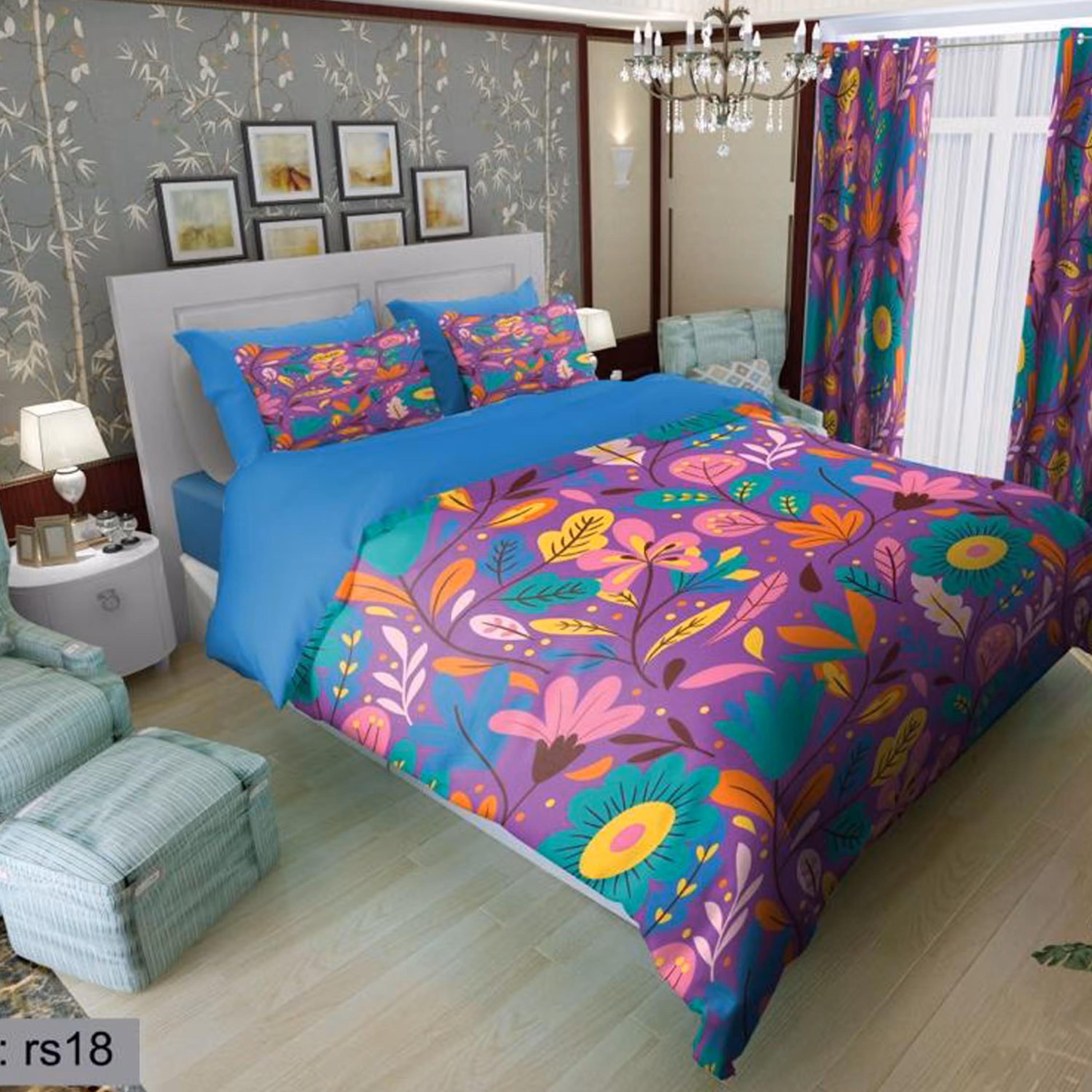 سرویس روتختی 2 نفره تنسل چاپی برندترک لند(Turk Land) rs 18