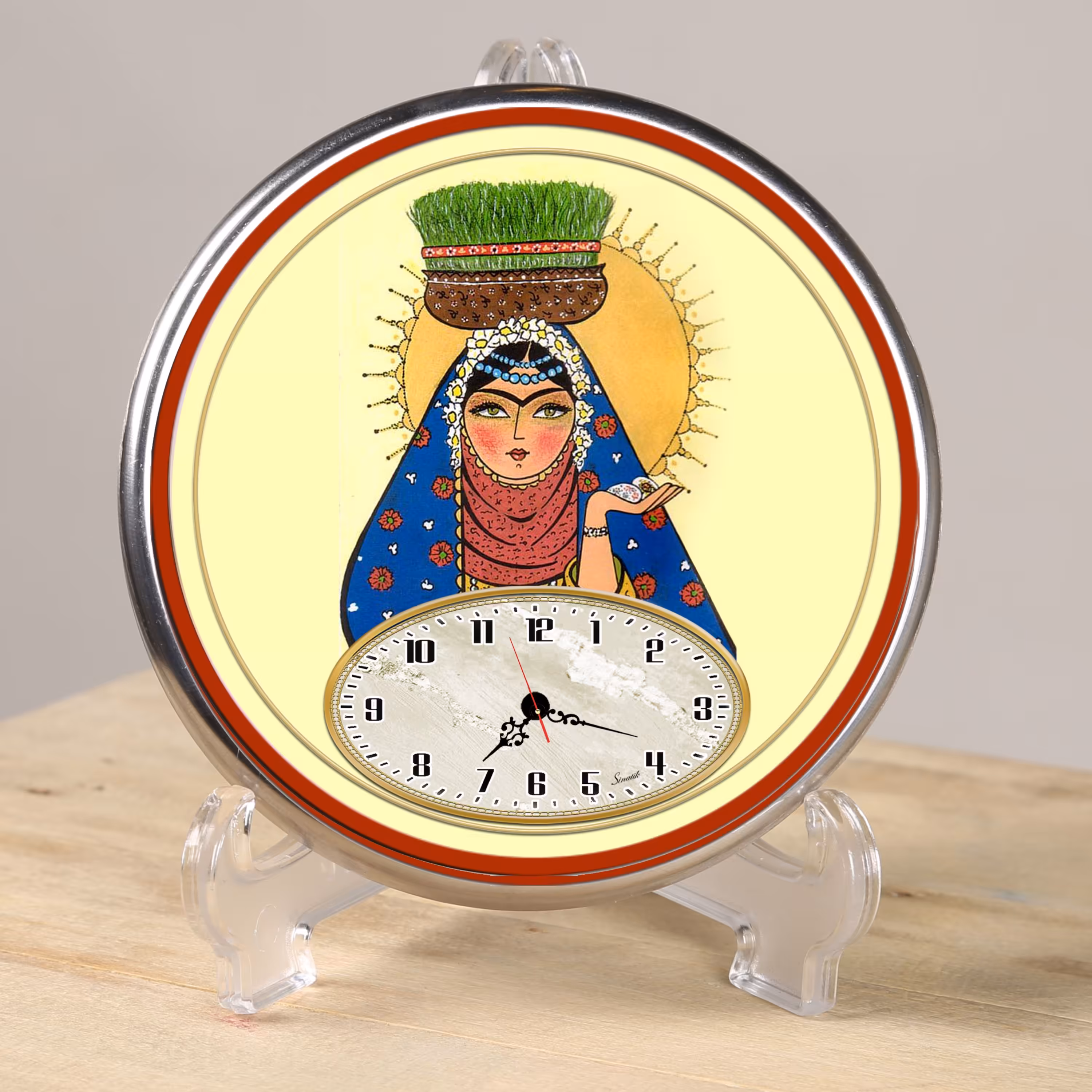 ساعت رو میزی و دیواری طرح نوروز 16سانت سیناتیک1