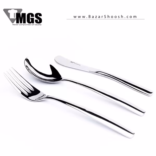 سرویس 135پارچه کامل قاشق و چنگال استیل MGS طرح لیپ زیپ