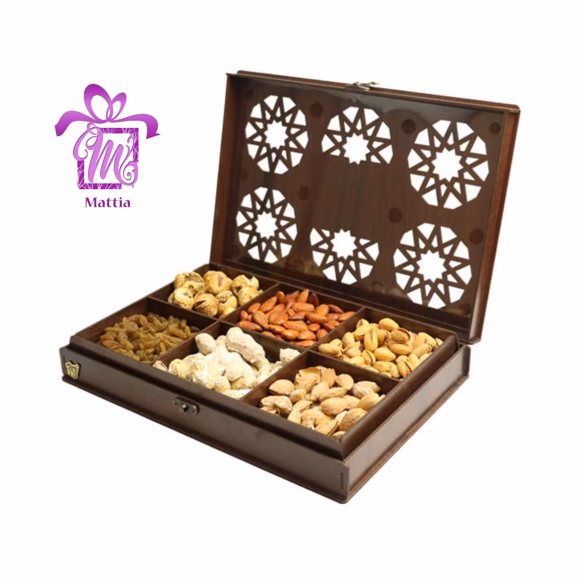جعبه پذیرایی چوبی رنگ چوب قهوه ای مناسب دمنوش تی بگ شکلات 