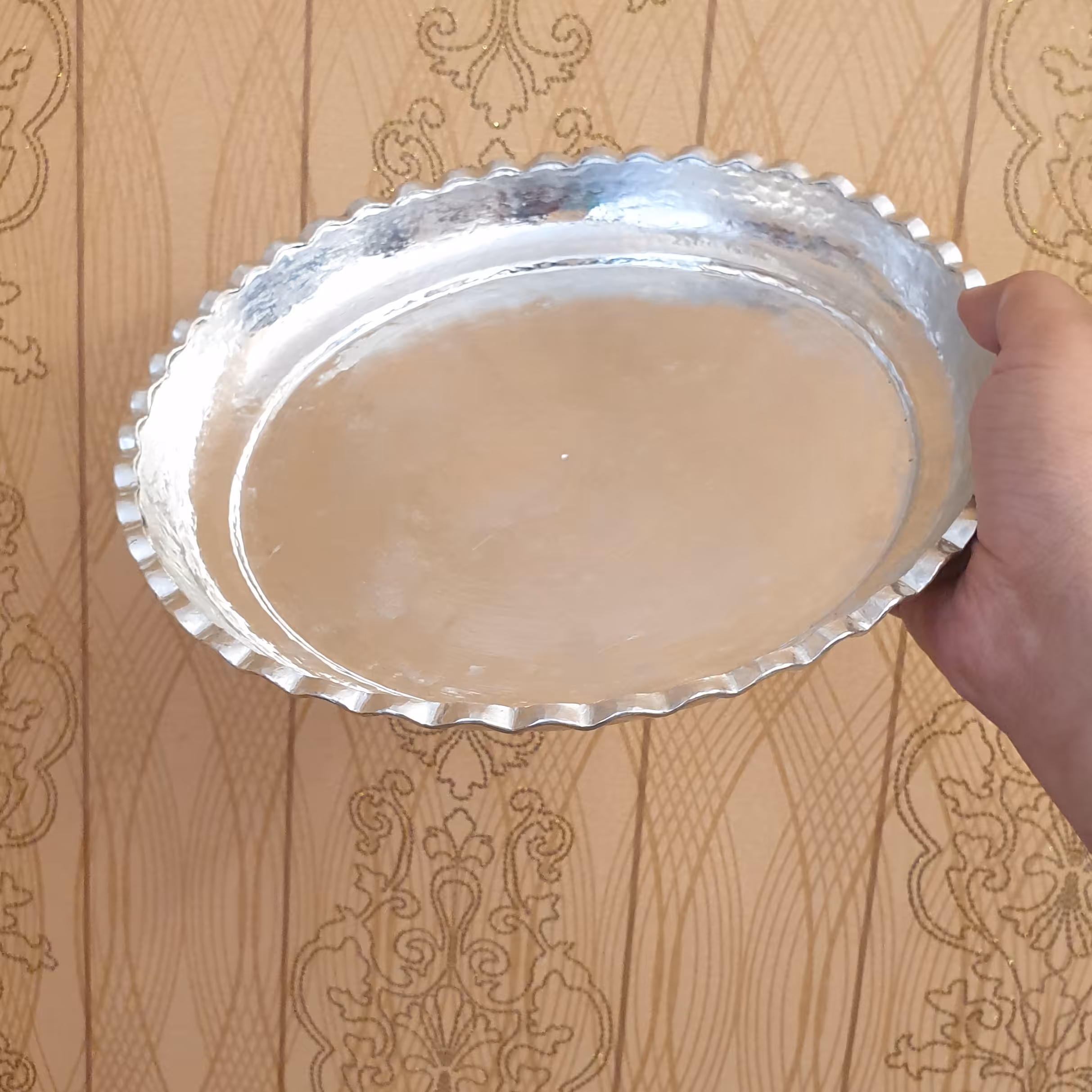 سینی گرد مسی دست ساز  ساخت زنجان 