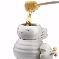 ظرف عسل سرامیکی خارجی طرح زنبور دارای قاشق عسل خوری