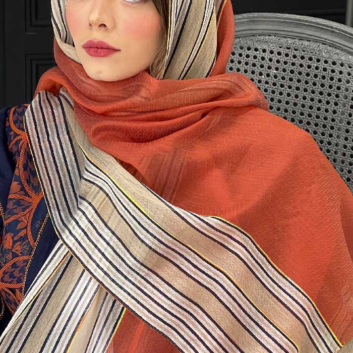 شال حریر نخ راه راه کد 39118 (1)