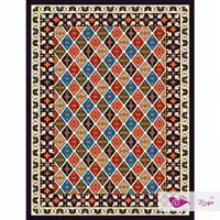 گلیم ماشینی یک در یک و نیم طرح ماتریس سرمه ای