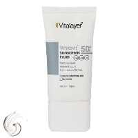 فلوئید ضد آفتاب بی‌رنگ ویتالیر SPF50 مدل Whitevit مناسب انواع پوست، حجم 50 میلی‌لیتر