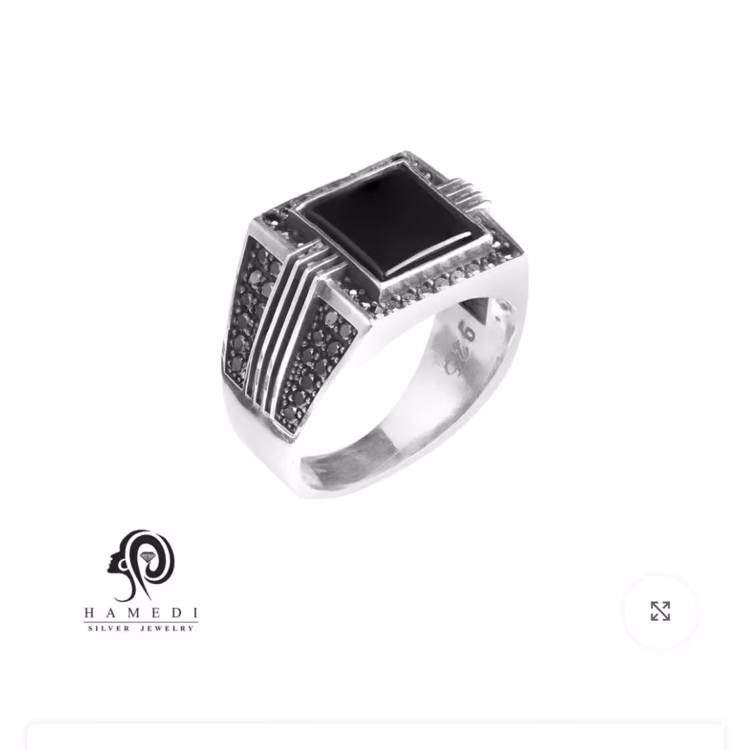 انگشتر نقره مردانه نگین سیاه شیک مدل REM R105