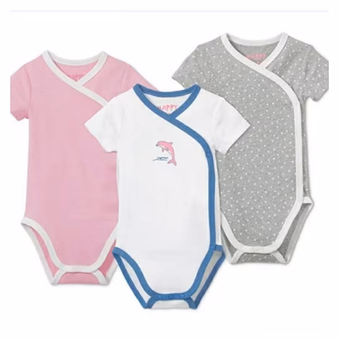 پک سه عددی بادی آستین کوتاه نوزادی دخترانه چیبو TCHIBO آلمان سایز 62تا 68 (ارسال رایگان )