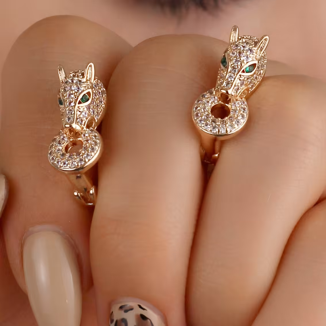 گوشواره وای اس ایکس مدل پلنگ ضد حساسیت AAC-122