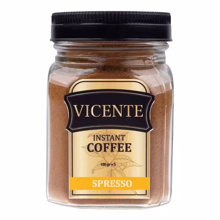 قهوه اسپرسو فوری 100گرمی شیشه ای VICENTE