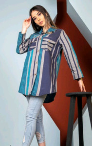 مانتو اسپرت زنانه نخی 10141 مدل راه راه