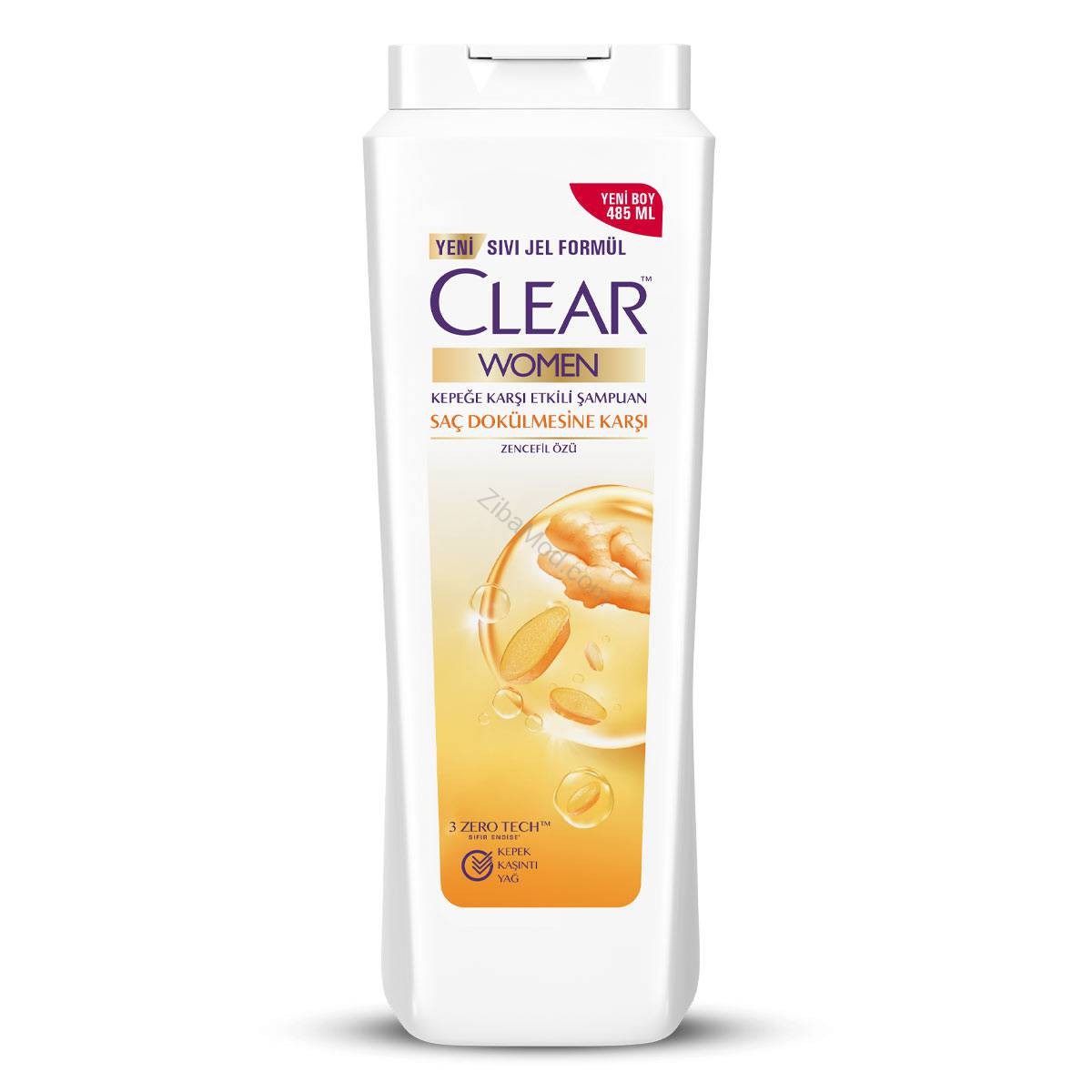 شامپو ضدشوره و ضدریزش زنانه کلیر CLEAR حاوی عصاره زنجبیل حجم 485 میل