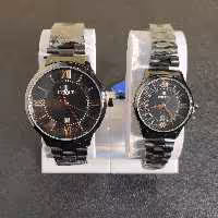 ساعت مچی ست مردانه و زنانه یونیک مشکی    صفحه مشکی 