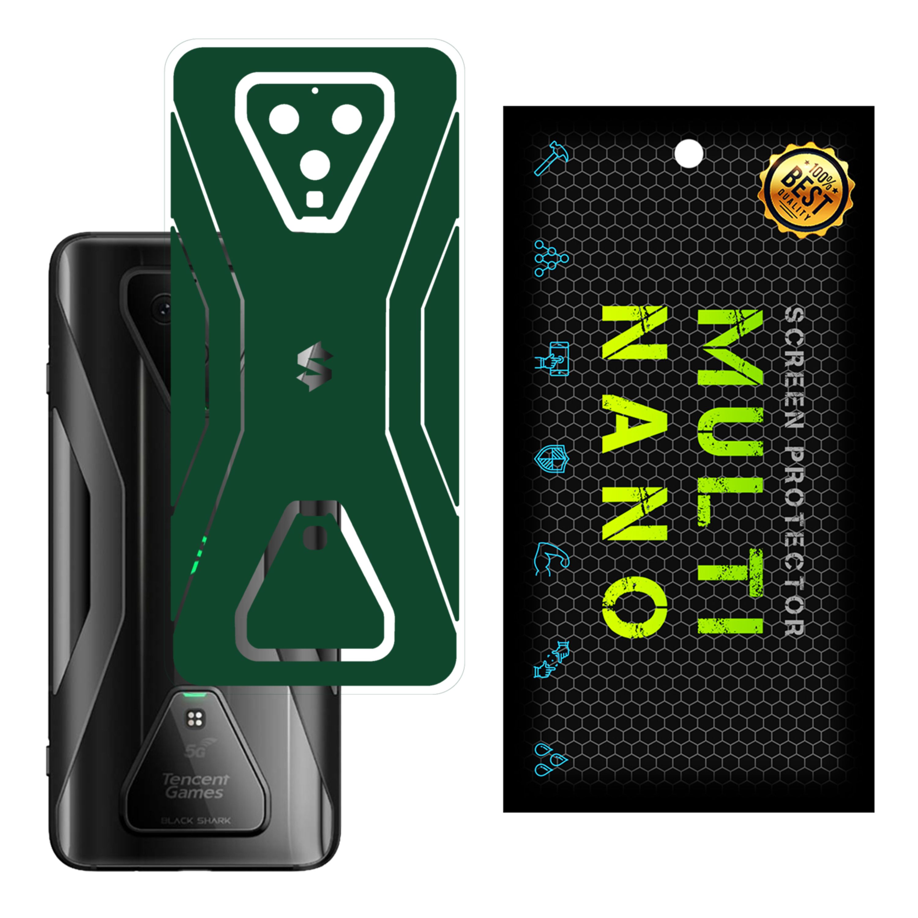 برچسب پوششی MultiNano مدل X-F1M-Green برای پشت موبایل شیامی Black Shark 3