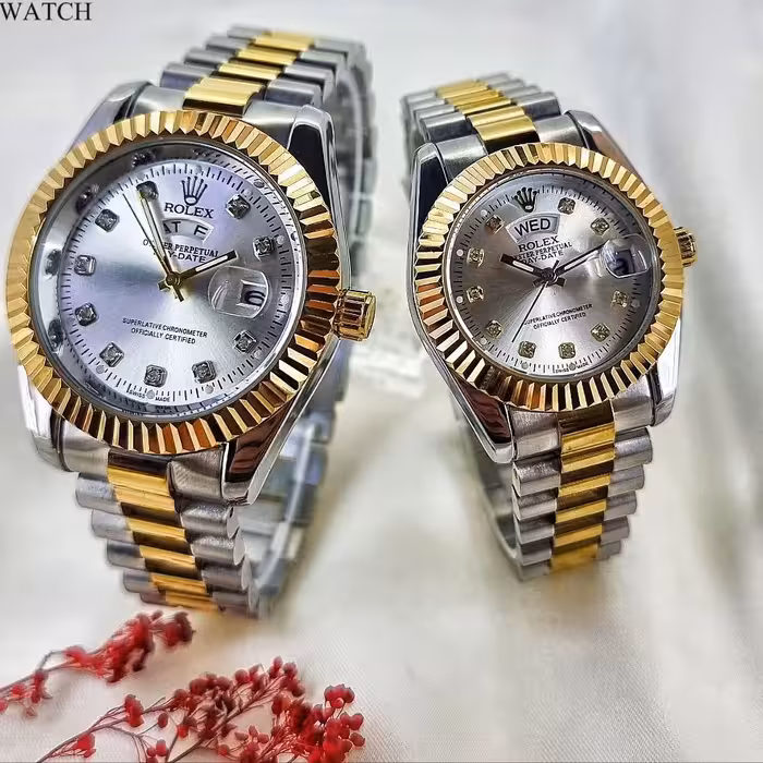 ست ساعت مردانه و زنانه رولکس (قیمت ست ) بارنگبندی و قفل تاجدارمخفی