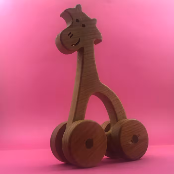 ماشین اسباب بازی چوبی-ارگانیک مدل زرافه مهربون
