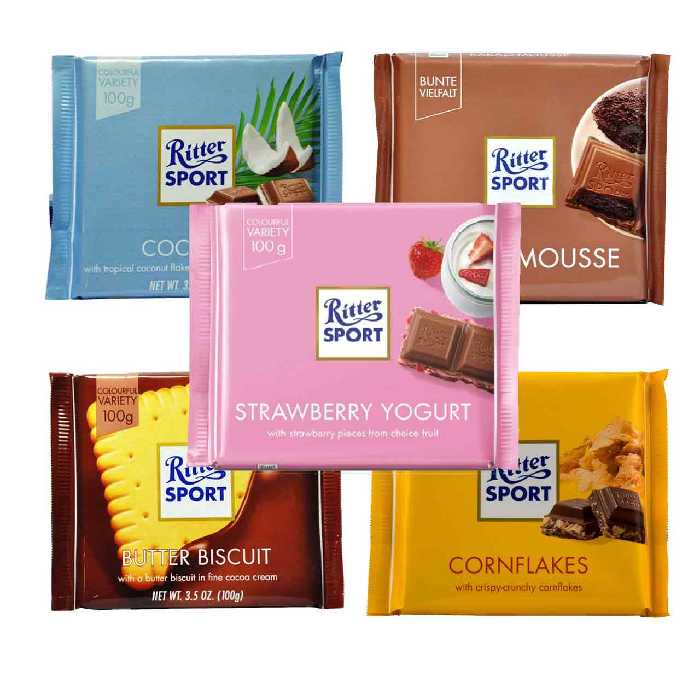 پک شکلات مغزدار پنج طعم ریتر اسپرت - ritter sport