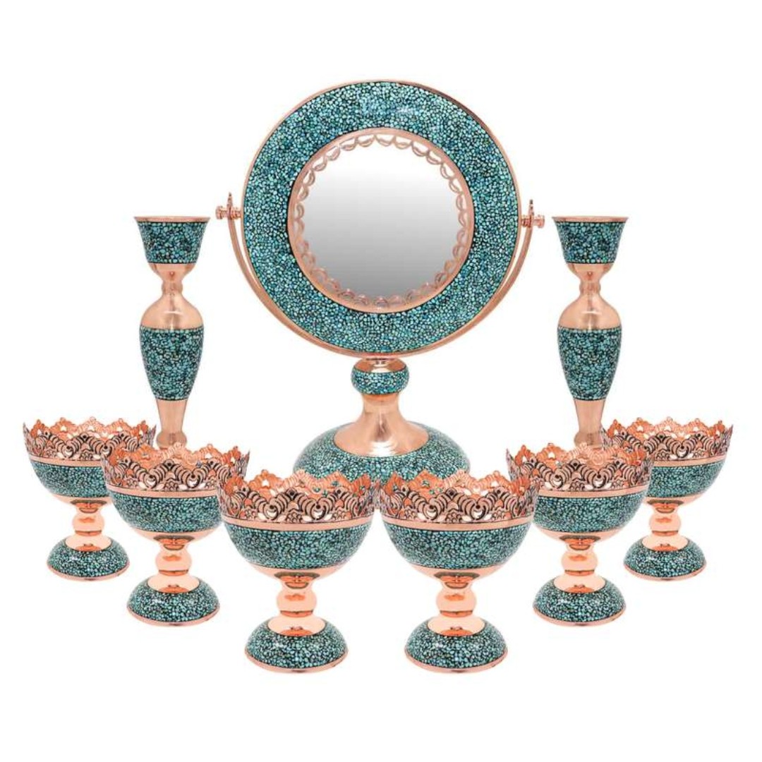 ست 9 تکه هفت سین فیروزه کوبی مدل لب قلم کد 442614