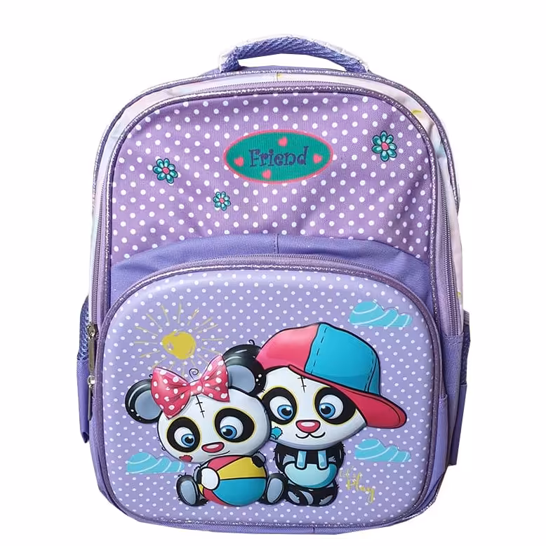 کوله و کیف مدرسه سه بعدی  طرح پاندا وارداتی مدل LLGG80603 رنگ بنفش
