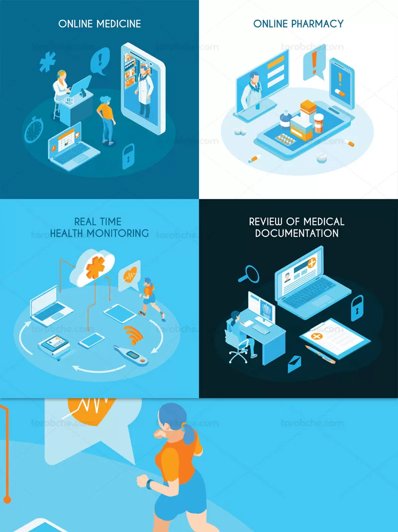 وکتور پزشکی دیجیتال و هوشمند فلت | گرافیک با طعم تربچه