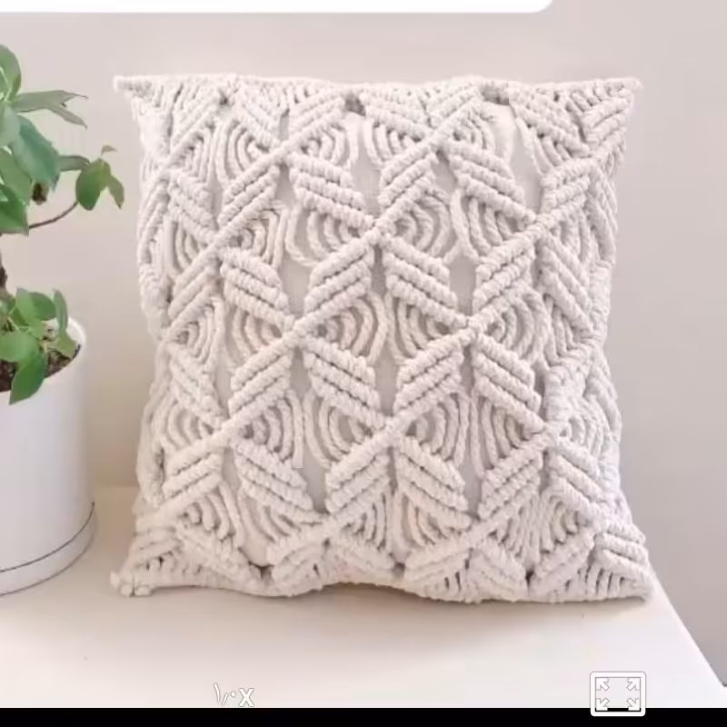 کاور کوسن مکرومه  پرکار و تمام طرح  سایز 35 در 35