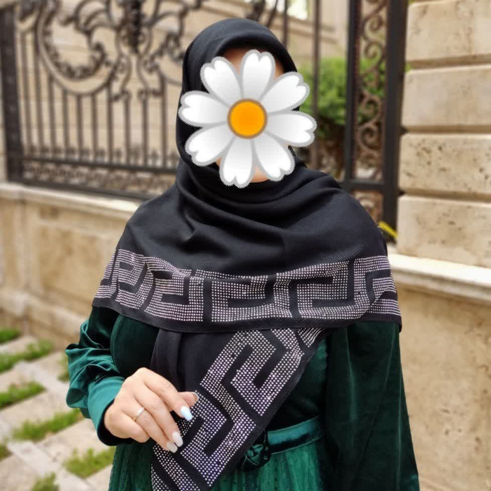 روسری نخی مشکی قواره بلند نگین کاری شده مجلسی با ارسال رایگان 
