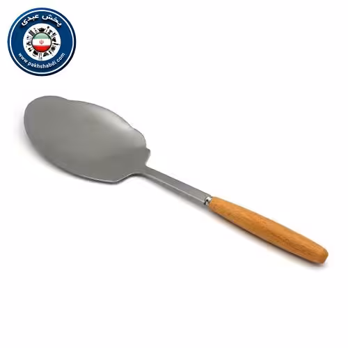 کفگیر استیل دسته چوبی