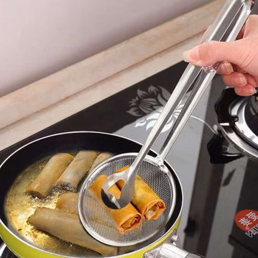 کفگیر و انبر روغن گیر استیل