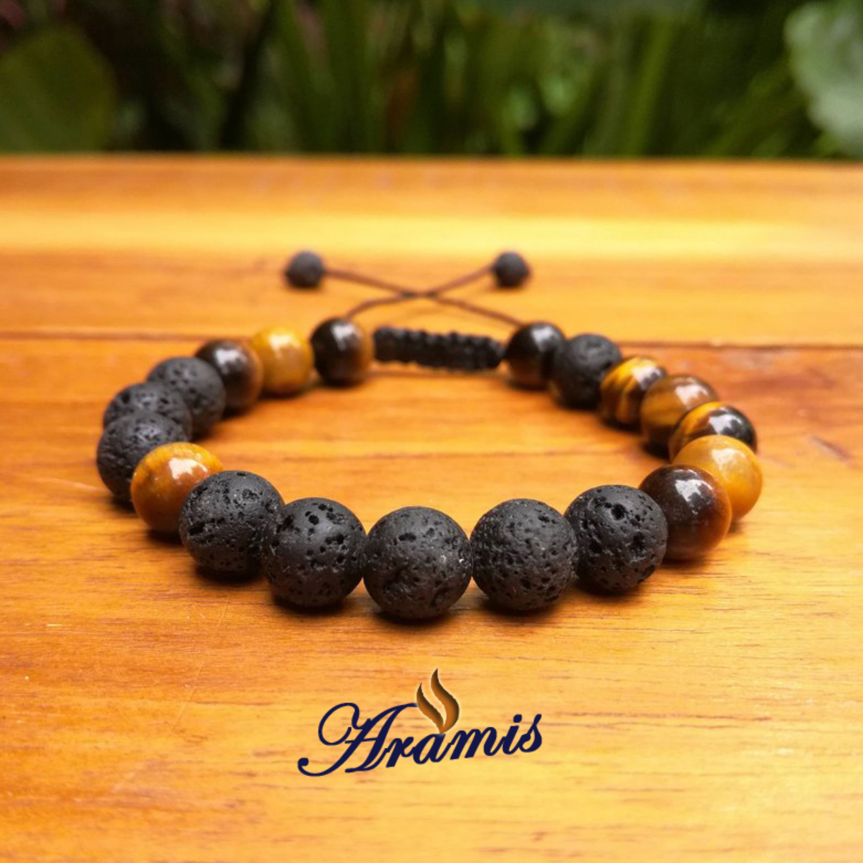 دستبند سنگ چشم ببر و لاوا