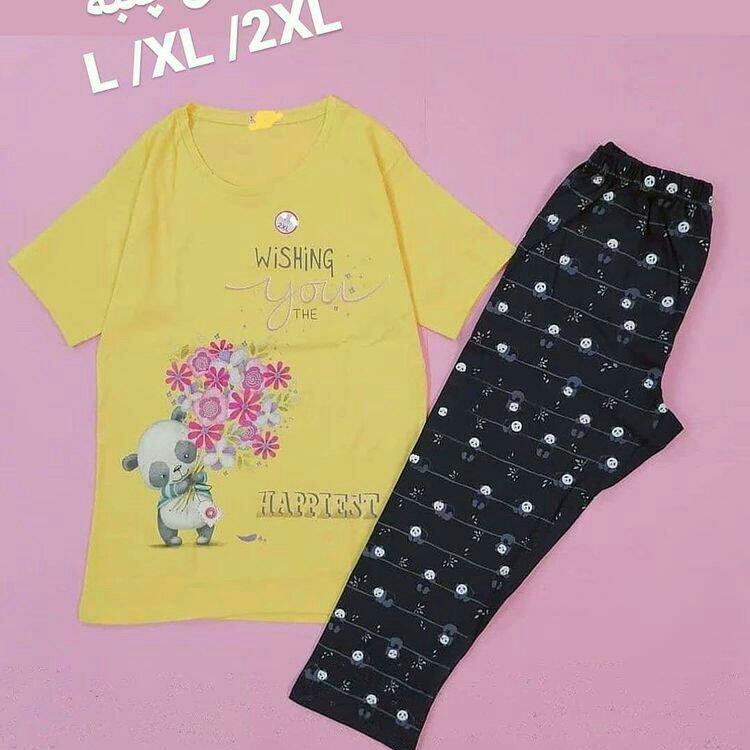 ست تیشرت و شلوارک زنانه پنبه ای