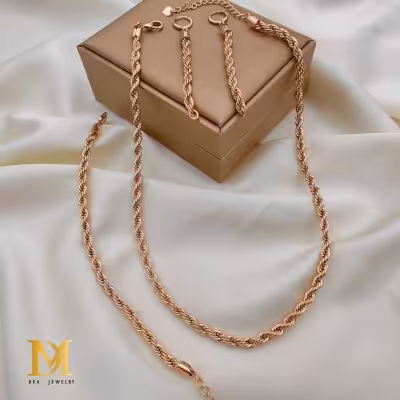 ست طنابی گوشواره دستبند گردنبند برند ژوپینگ