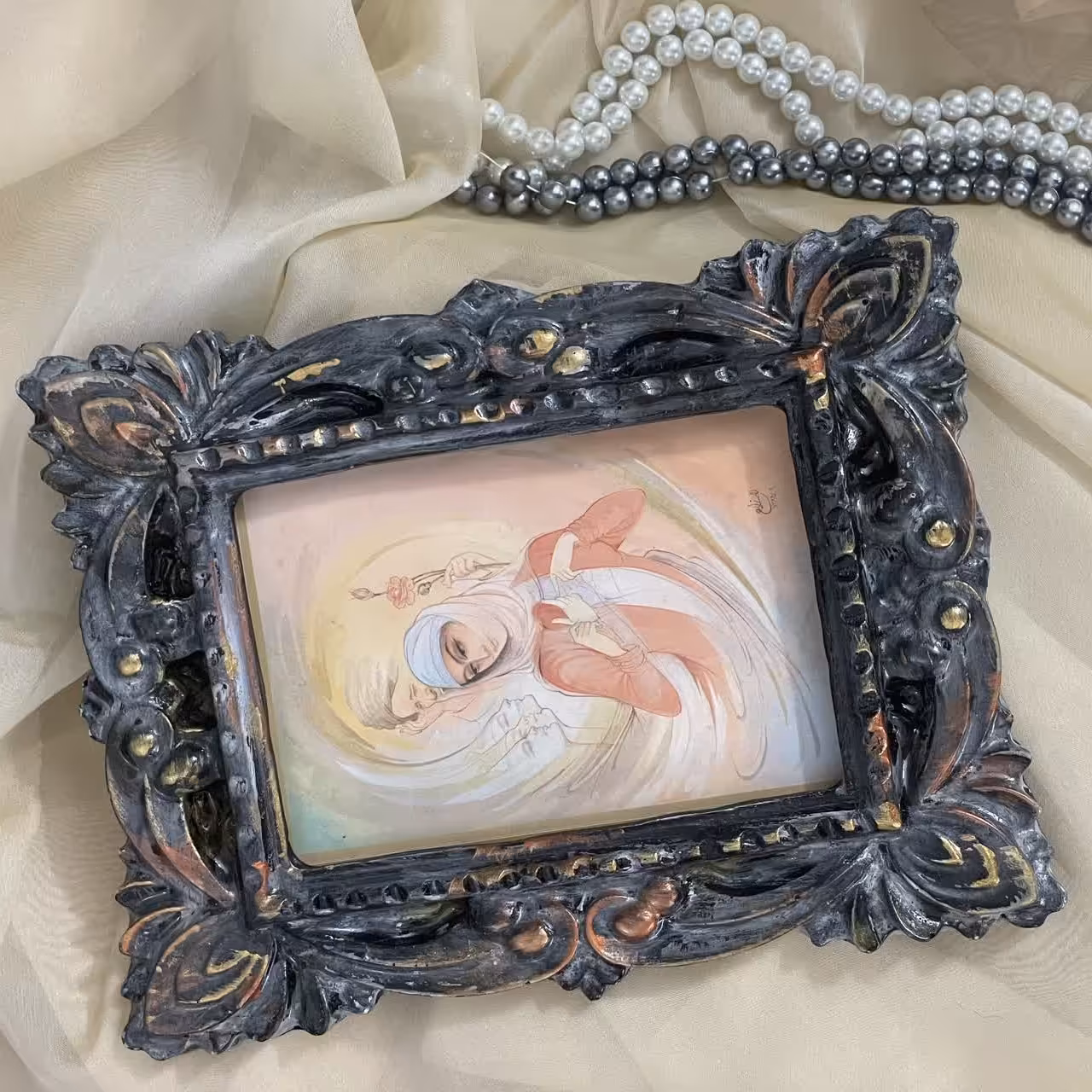 قاب عکس مستطیل از جنس سنگ مصنوعی با اندازه 14 در 10 قابل استفاده برای آینه رنگ کار به دلخواه قابل تغییر است. 