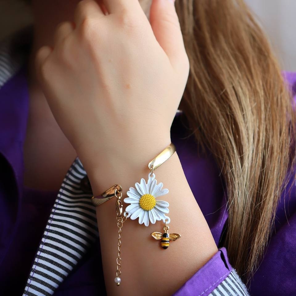 دستبند بابونه استیل 