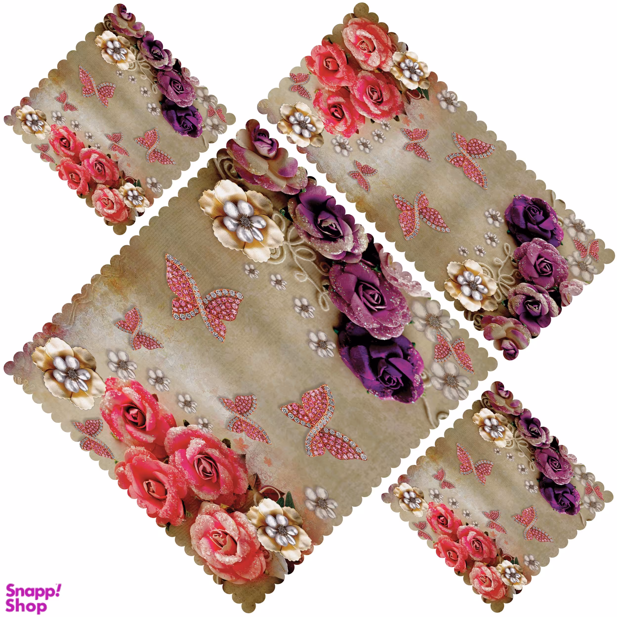 ست رومیزی 4 تکه مدل S31-42818 چند رنگ سایز 95*90*0.2 سانتی‌ متر