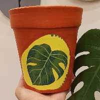 گلدان سفالی طرح برگ انجیری